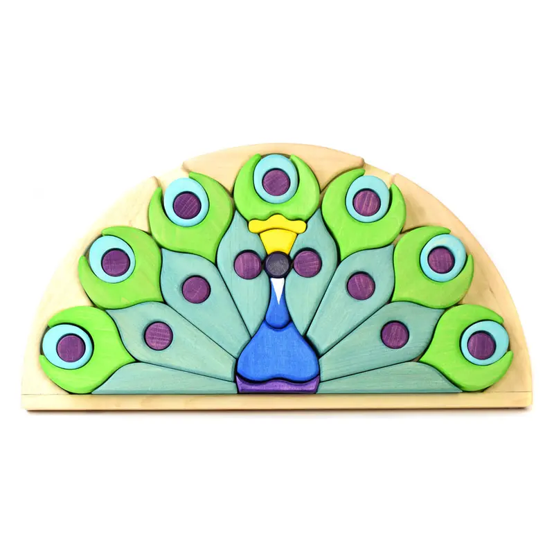 Bumbu Handmade Wooden Peacock Slotting Puzzle 1
