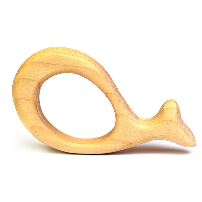 Bumbu Handmade Wooden Whale Baby Teether 1