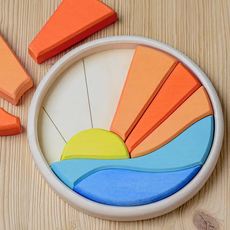 Bumbu Sea With Sun Round Wooden Puzzle 2
