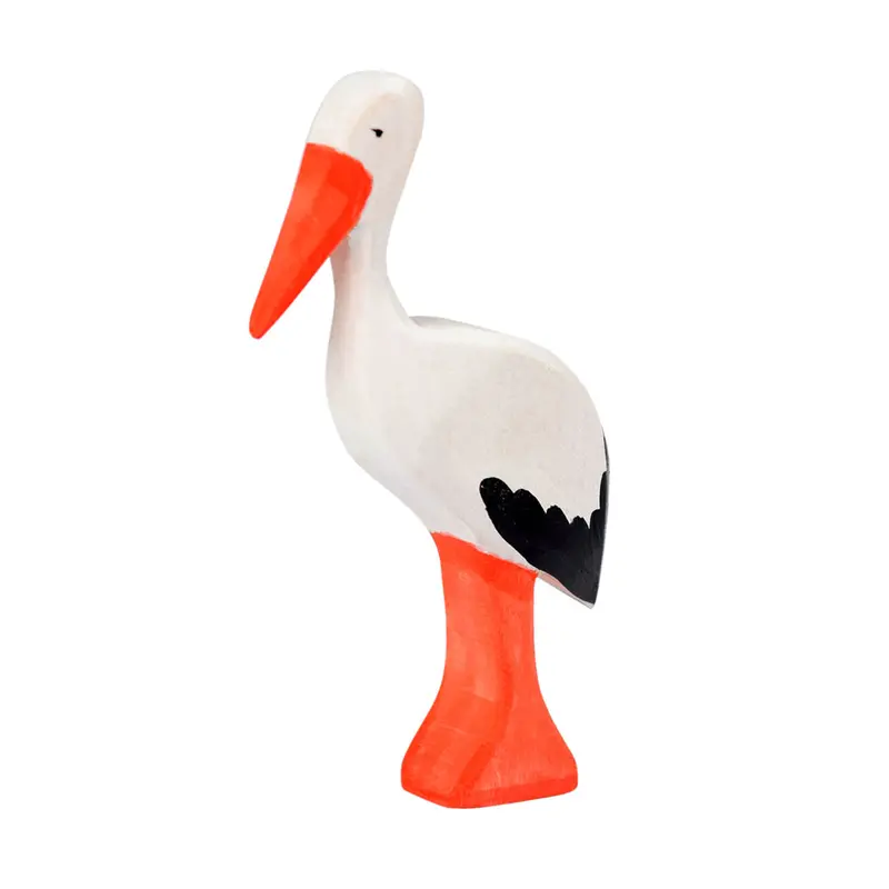 Bumbu White Wooden Standing Stork 1