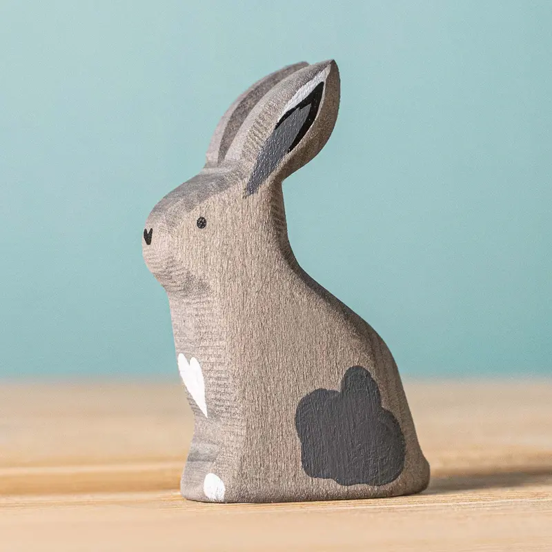 Bumbu Wooden Grey Sitting Rabbit 1