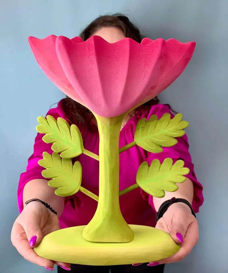 Bumbu Wooden Large Pink Flower 2