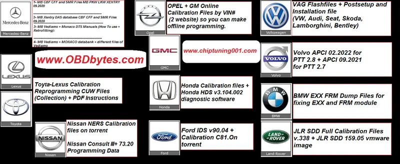 Calibration + Flashing Database Files (Mb Bmw Vag Toyota Lexus Ford Opel Nissan Honda) 1