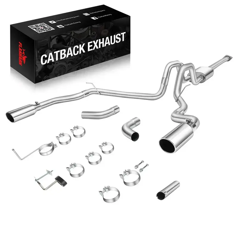 Catback Exhaust System For 2015-2020 Ford F150 2.7L 3.5L 5.0L 3-Inch W/ Black/Polished Muffler Tips 2