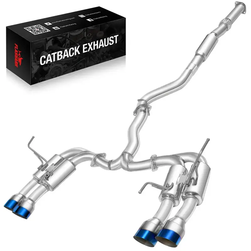 Catback Exhaust System For 2015-2021 Subaru Wrx / Sti, 4-Inch Quad Muffler Tips, N1 Style Burnt Tip 3