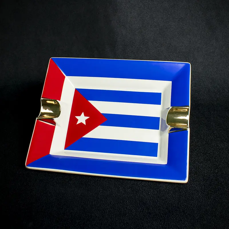 Ceramic Cigar Ashtray Cuban Flag - 2 Rests 1