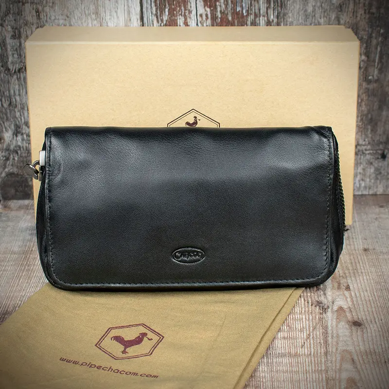 Chacom Two Pipe Combination Pouch - Black Leather 1