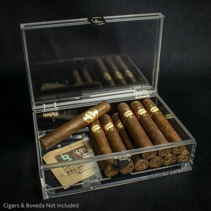 Clear Perspex Desk Top/Travel  Cigar Humidor - 10 Cigar Capacity 1