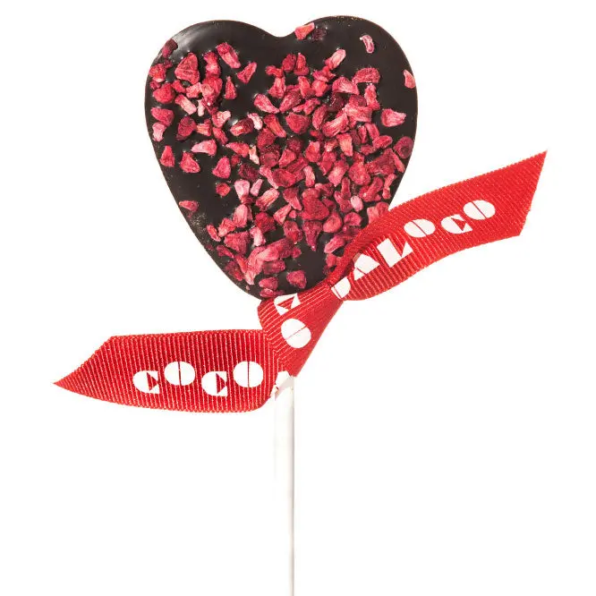 Cocoa Loco Dark Chocolate & Raspberry Heart Lolly 1