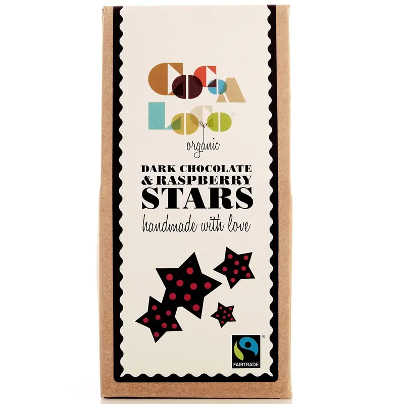 Cocoa Loco Dark Chocolate & Raspberry Stars 100G 1