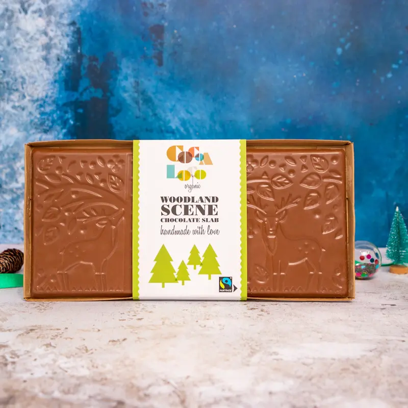Cocoa Loco Fairtrade Milk Chocolate Christmas Slab 350G 1