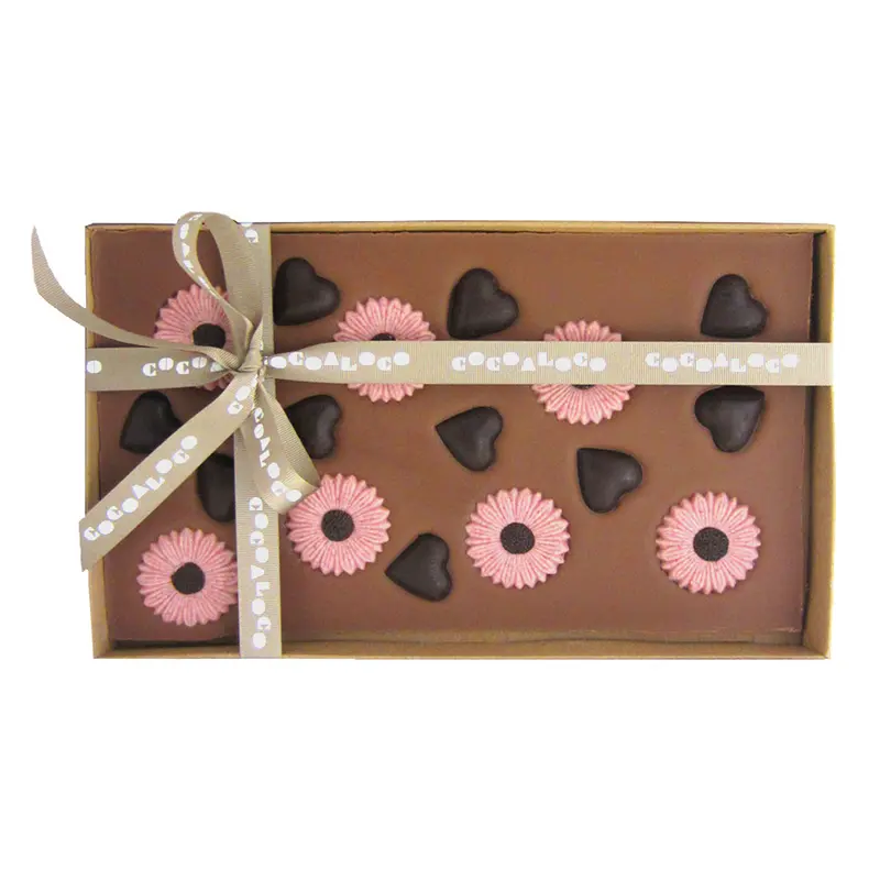 Cocoa Loco Fairtrade Milk Chocolate Hearts & Flowers Slab 500G 2
