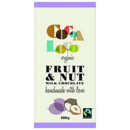 Cocoa Loco Milk Chocolate Fruit & Nut Bar 100G 1