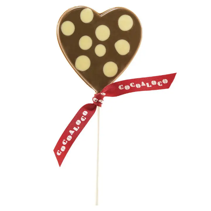 Cocoa Loco Milk Chocolate Polka Dot Heart Lolly 1