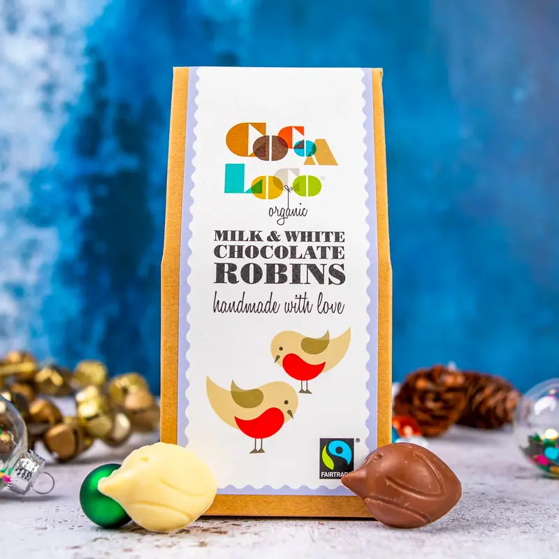 Cocoa Loco Milk & White Chocolate Robins 100G 1