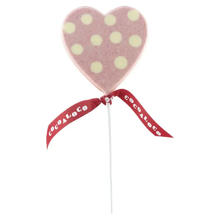 Cocoa Loco Pink Polka Dot Heart Lolly 1
