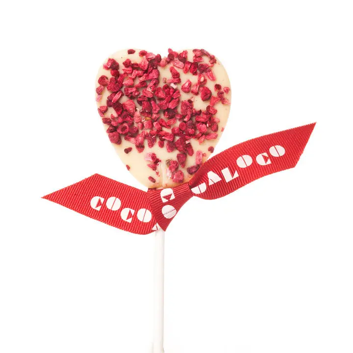 Cocoa Loco White Chocolate & Raspberry Heart Lolly 1