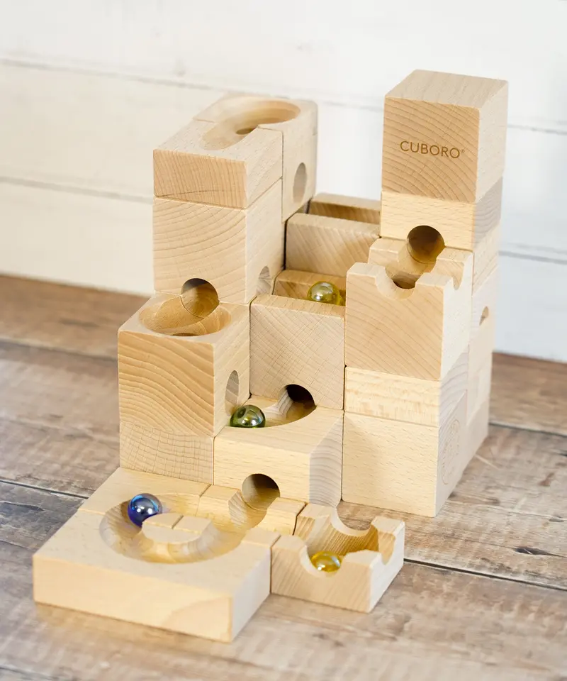 Cuboro Standard Wooden Marble Run Set - 32 Pieces 2
