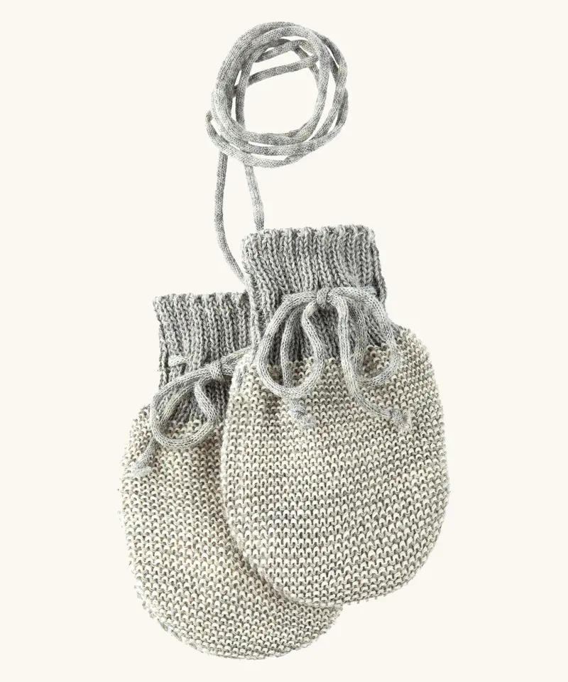 Disana Merino Wool Baby Mittens - Grey / Natural 1