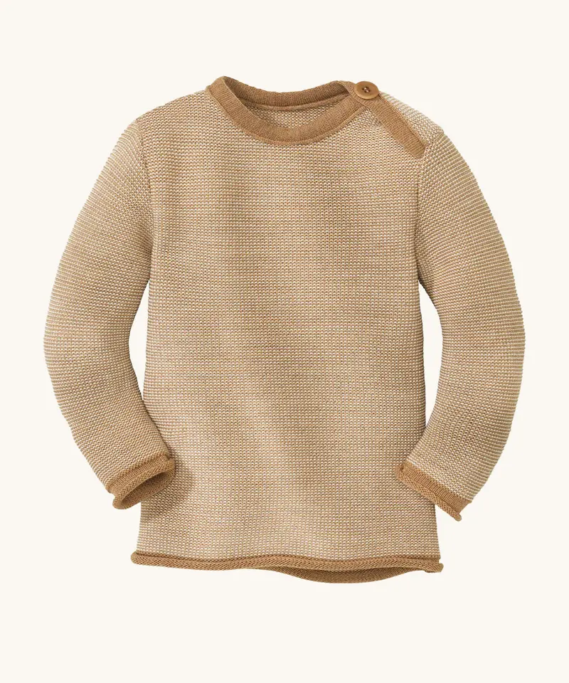 Disana Merino Wool Melange Jumper - Caramel / Natural 1