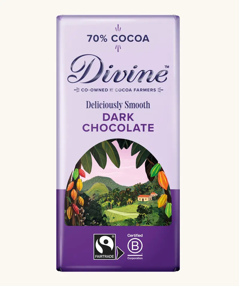 Divine Fairtrade 70% Dark Chocolate Bar 90G 1