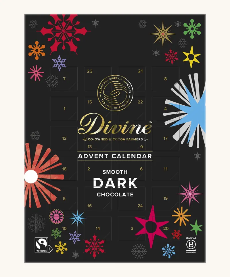 Divine Fairtrade Dark Chocolate Vegan Advent Calendar 85G 1