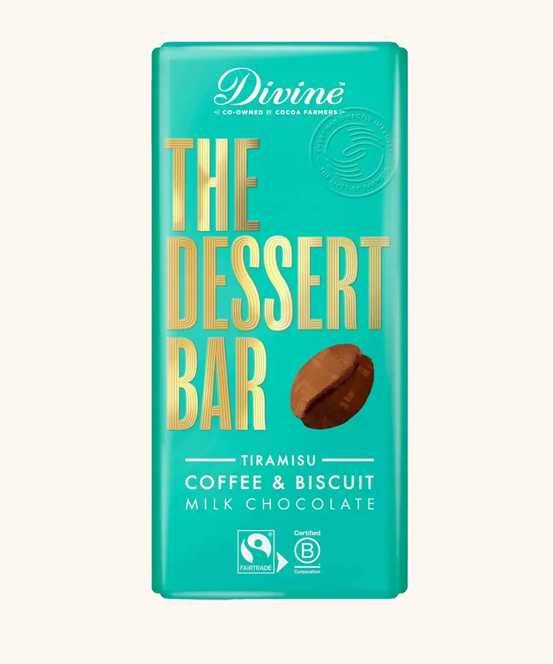 Divine Fairtrade Milk Chocolate Bar With Tiramisu, Coffee & Biscuit 180G 1