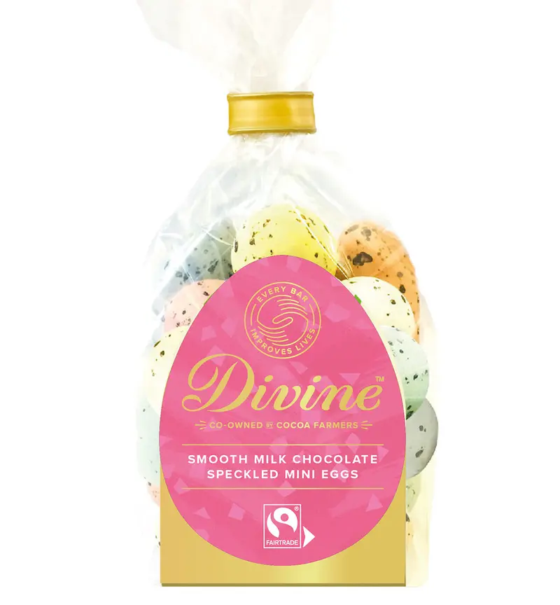 Divine Fairtrade Milk Chocolate Speckled Mini Eggs 1