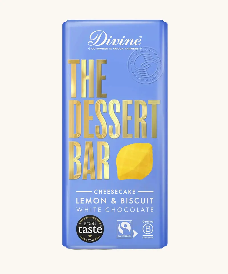 Divine Fairtrade White Chocolate Bar Lemon Cheesecake 180G 1