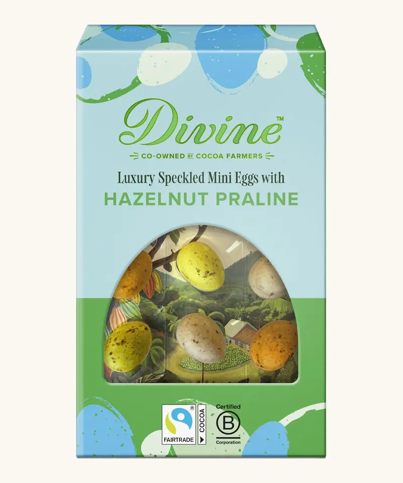 Divine Milk Chocolate Mini Eggs With Hazelnut Praline 150G 1
