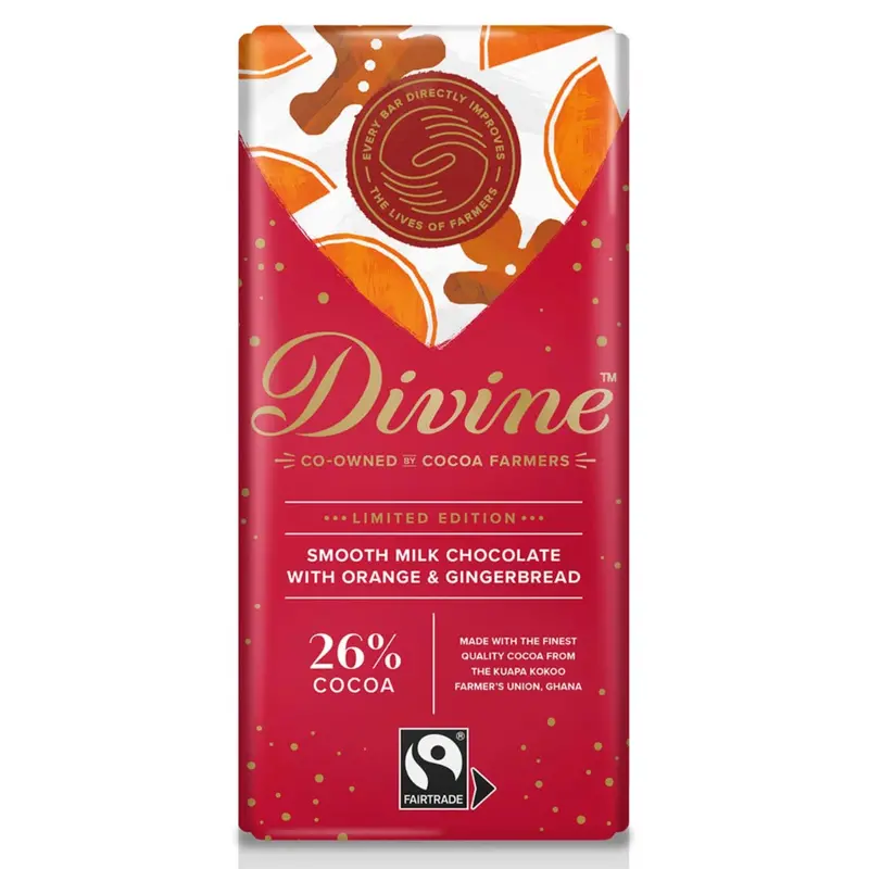 Divine Milk Chocolate With Orange & Gingerbread 90G 1