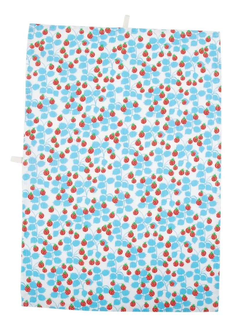 Duns Tea Towel - Wild Strawberries Blue 1