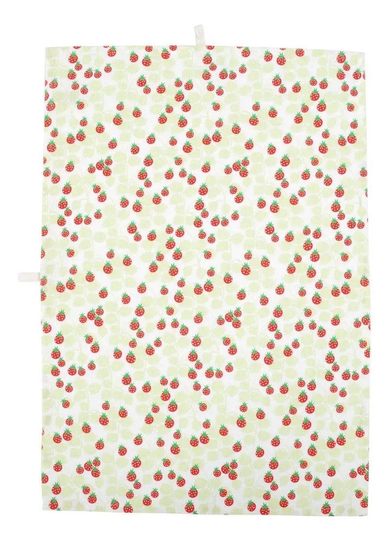 Duns Tea Towel - Wild Strawberries Paradise Green 1