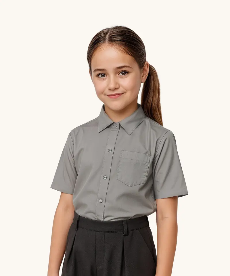 Eco Outfitters Grey Button-Up School Shirt - Short Sleeves 1