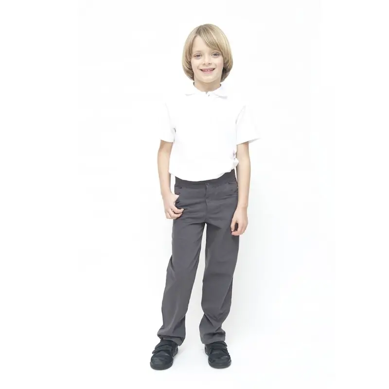 Eco Outfitters Organic Cotton Boys Slim Fit School Trousers - Grey 1