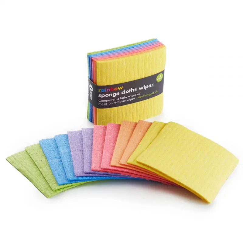 Ecoliving 12 Rainbow Sponge Cloth Wipes 1