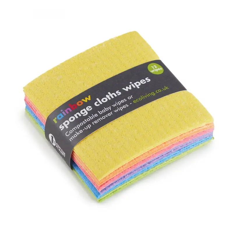 Ecoliving 12 Rainbow Sponge Cloth Wipes 2