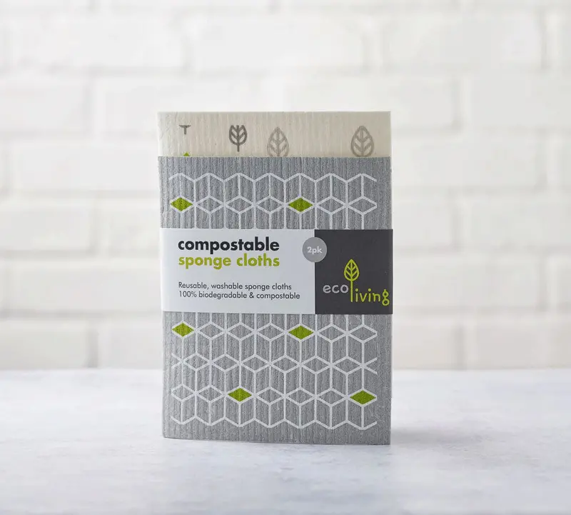 Ecoliving Compostable Sponge Cleaning Cloths 2 Pack 1