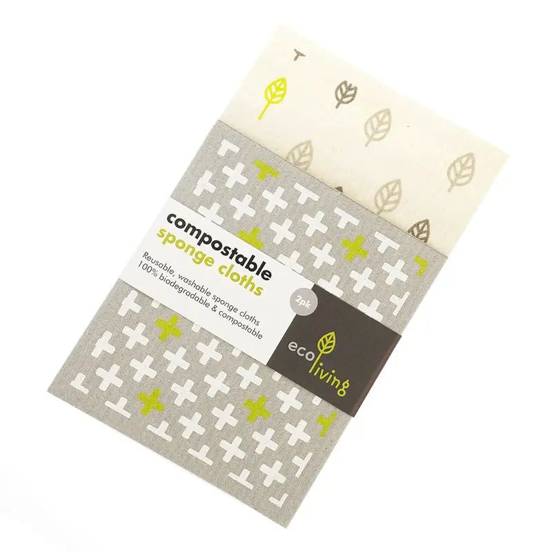 Ecoliving Compostable Sponge Cleaning Cloths 2 Pack 1