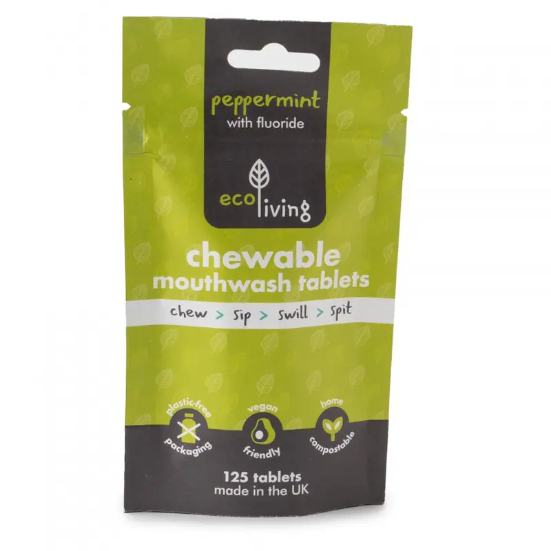 Ecoliving Peppermint Chewable Mouthwash Tablets Refill - With Fluoride 1
