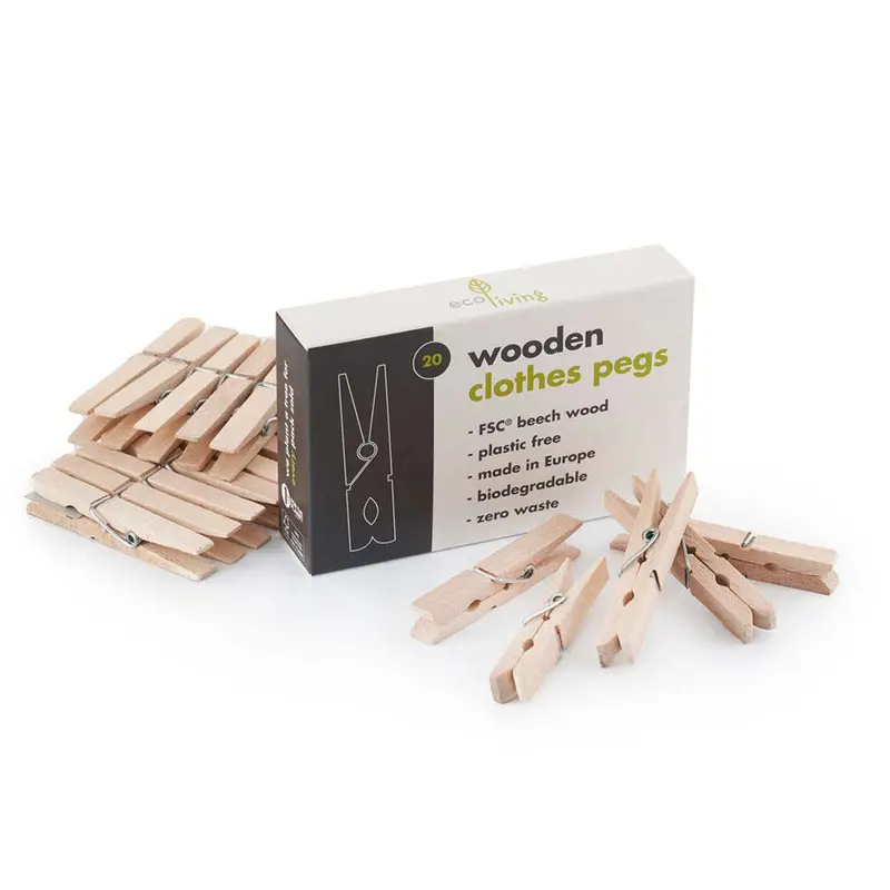 Ecoliving Wooden Clothes Pegs X 20 1