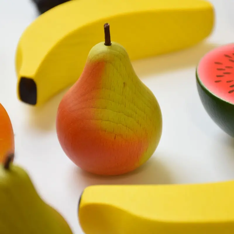 Erzi Green & Red Pear Wooden Play Food 2