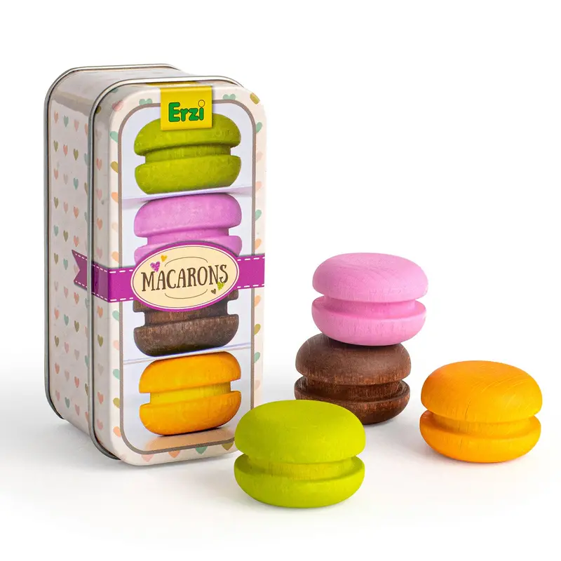 Erzi Macarons In A Tin Wooden Play Food 1