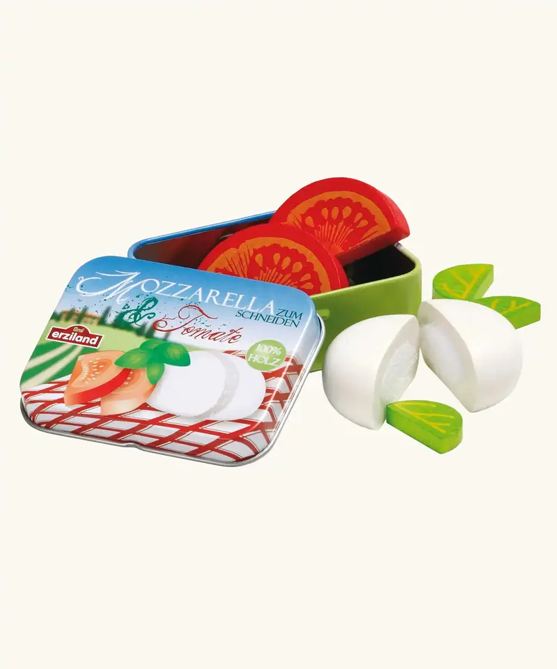 Erzi Mozzarella & Tomato In A Tin Wooden Play Food Set 1