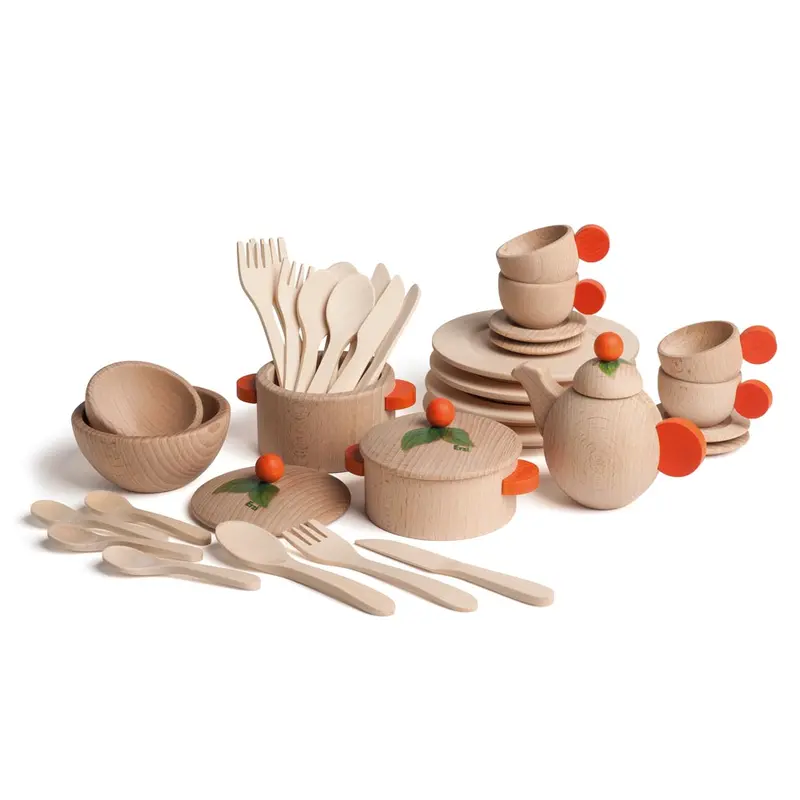 Erzi Natural Wooden Toy Dishes Set 1