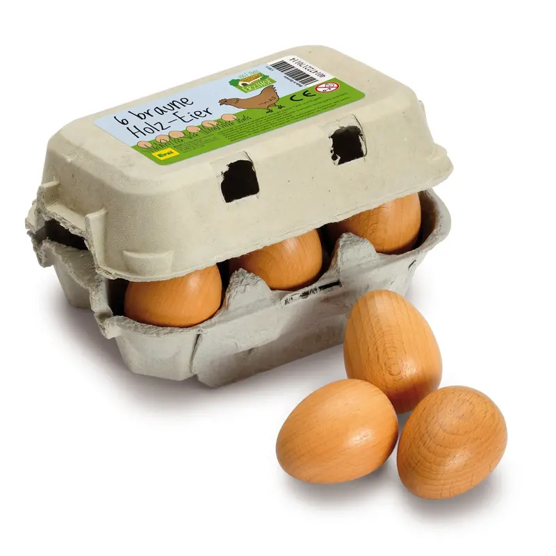 Erzi Six Brown Eggs Wooden Play Food 1