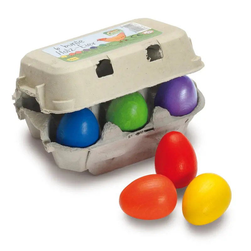 Erzi Six Coloured Eggs Wooden Play Food 1