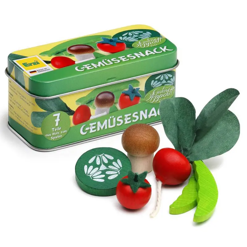 Erzi Vegetable Snacks In A Tin Wooden Play Food 1