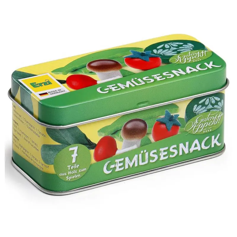 Erzi Vegetable Snacks In A Tin Wooden Play Food 2