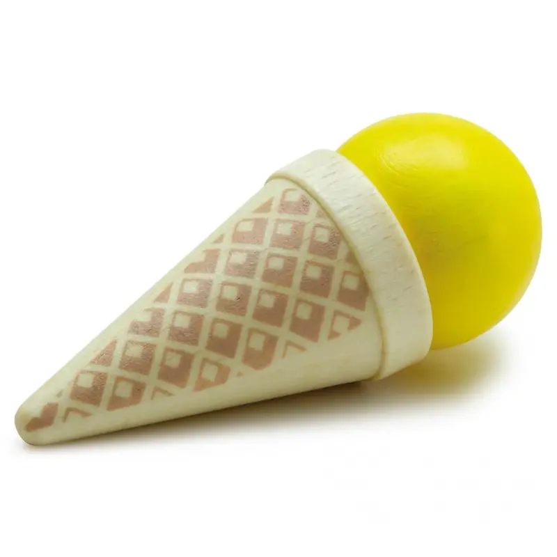 Erzi Yellow Ice Cream Cone Wooden Play Food 1